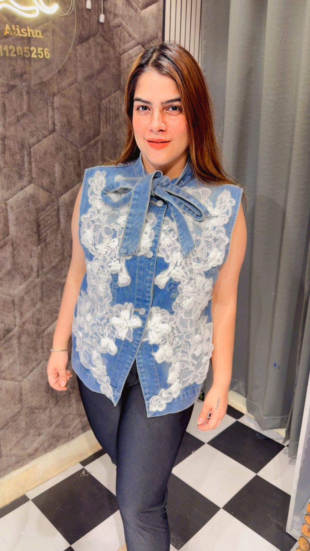Denim Crochet Work Jacket LC201