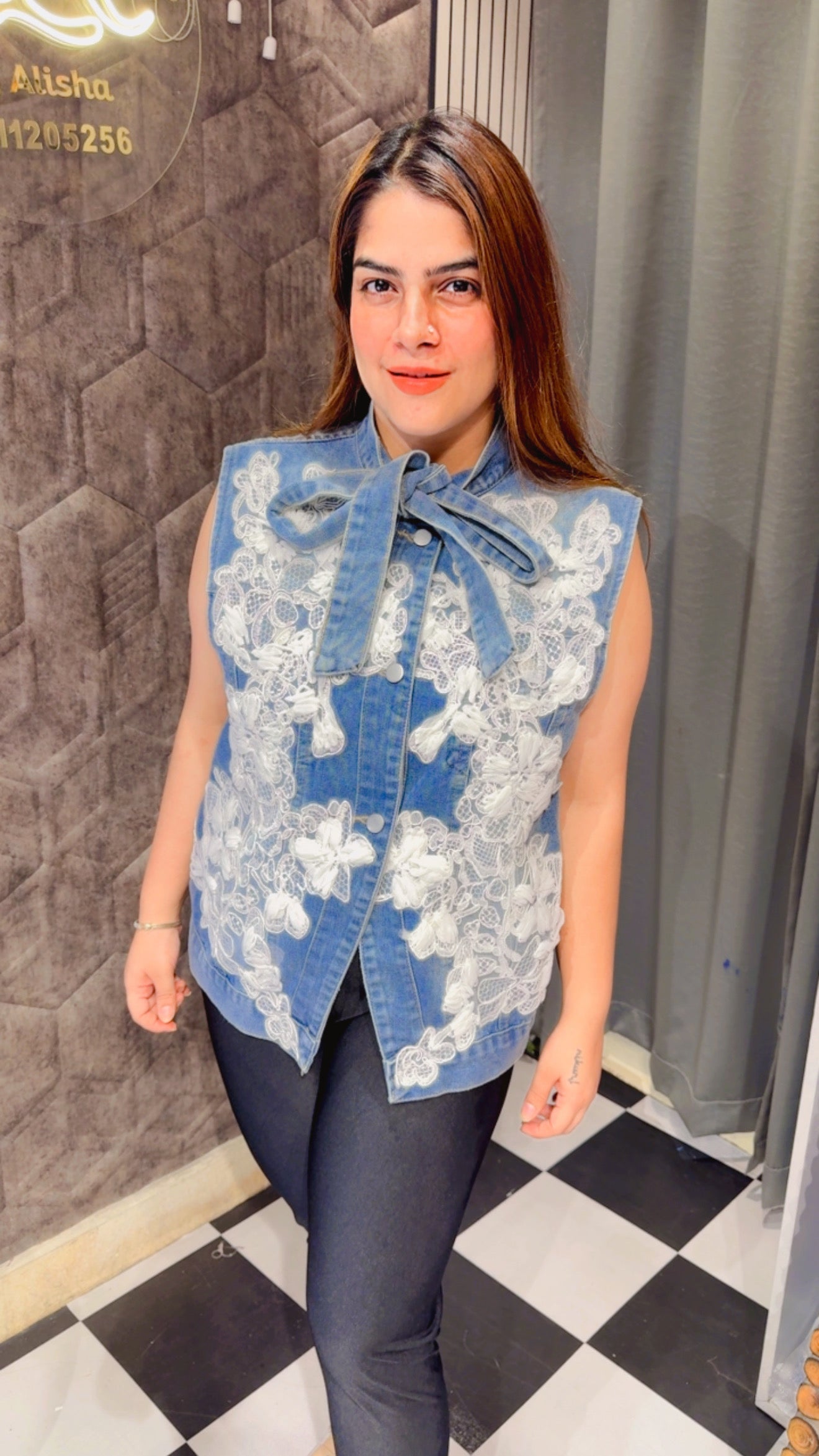 Denim Crochet Work Jacket LC201