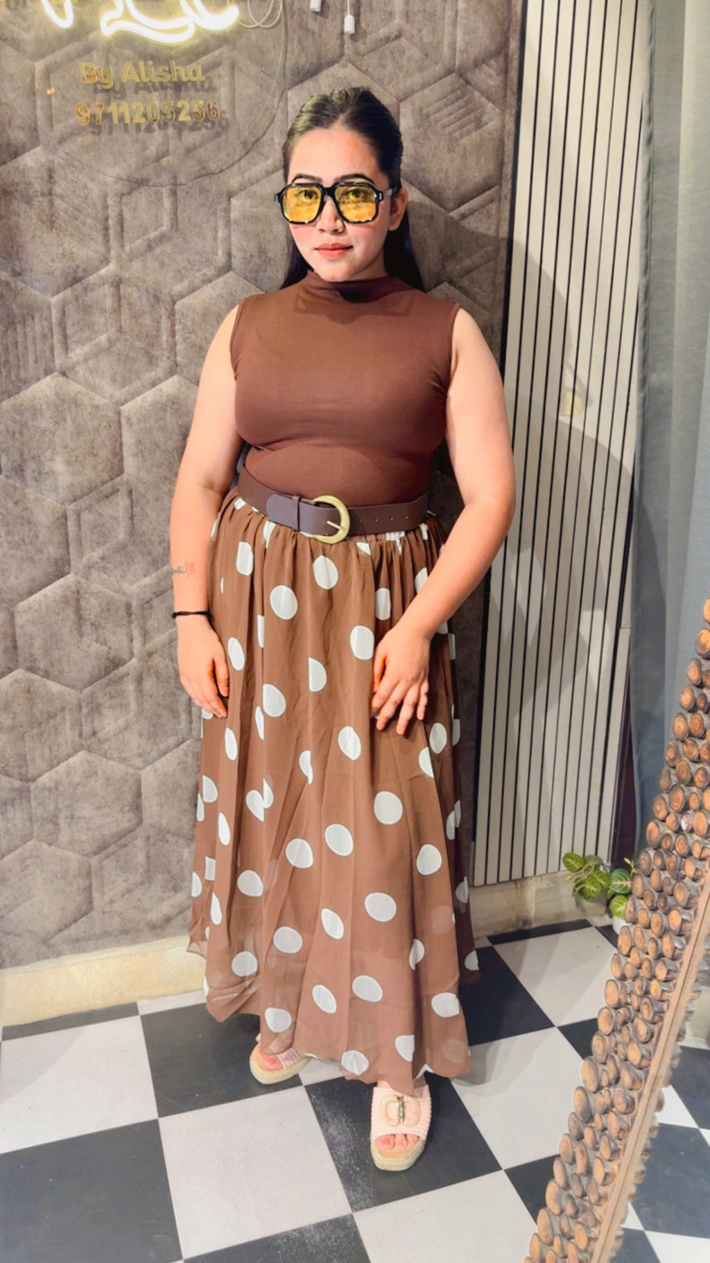 Polka Skirt Cordset With Belt