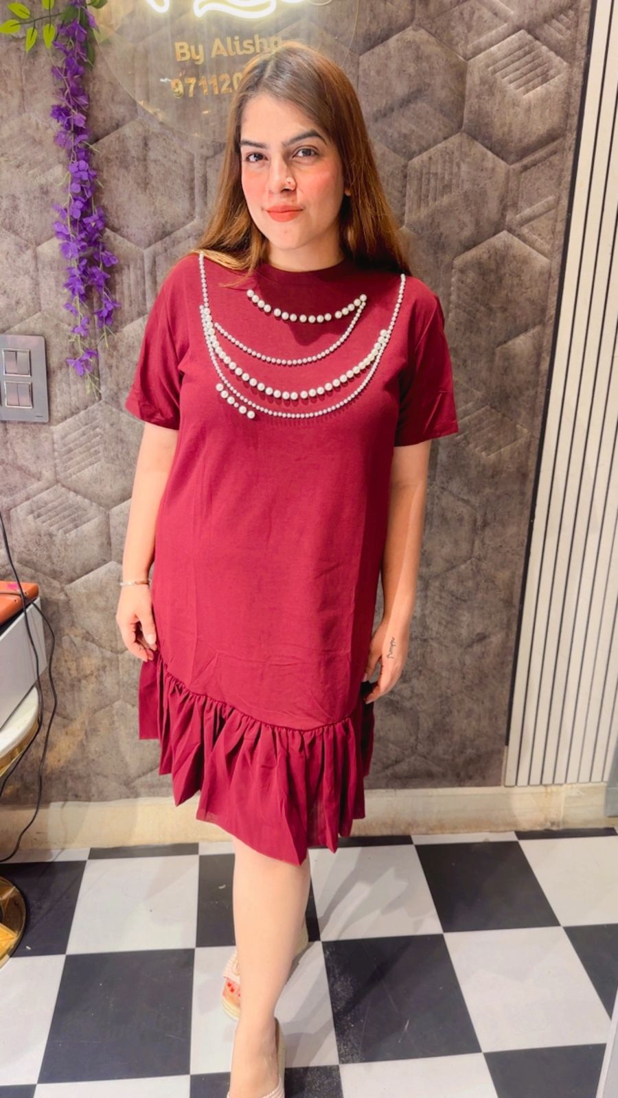 Pearl Mala Style Attached Dress