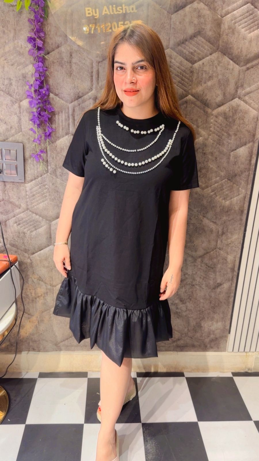 Pearl Mala Style Attached Dress
