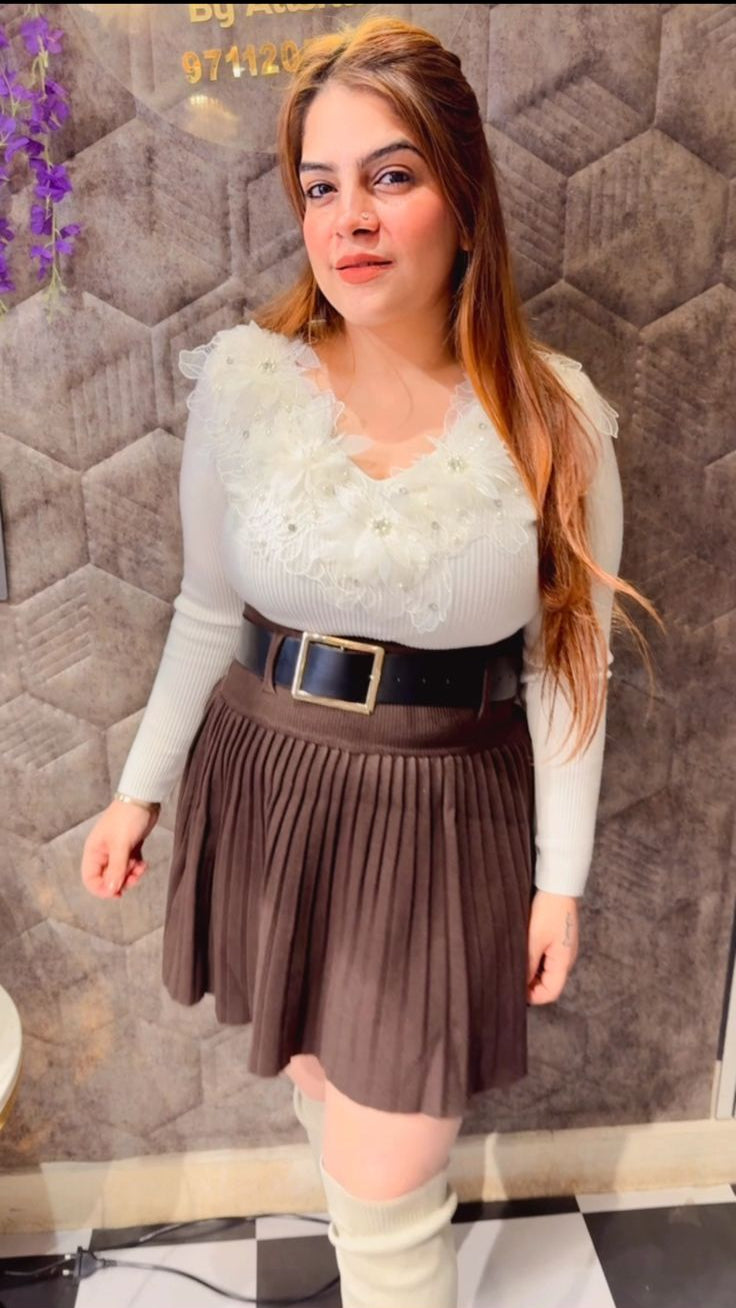 Wollen Skater Skirts with Belt LC03