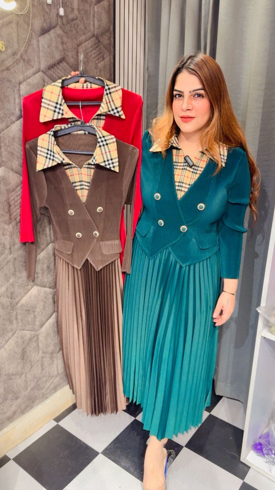 Check Collar Magic Dress LC25