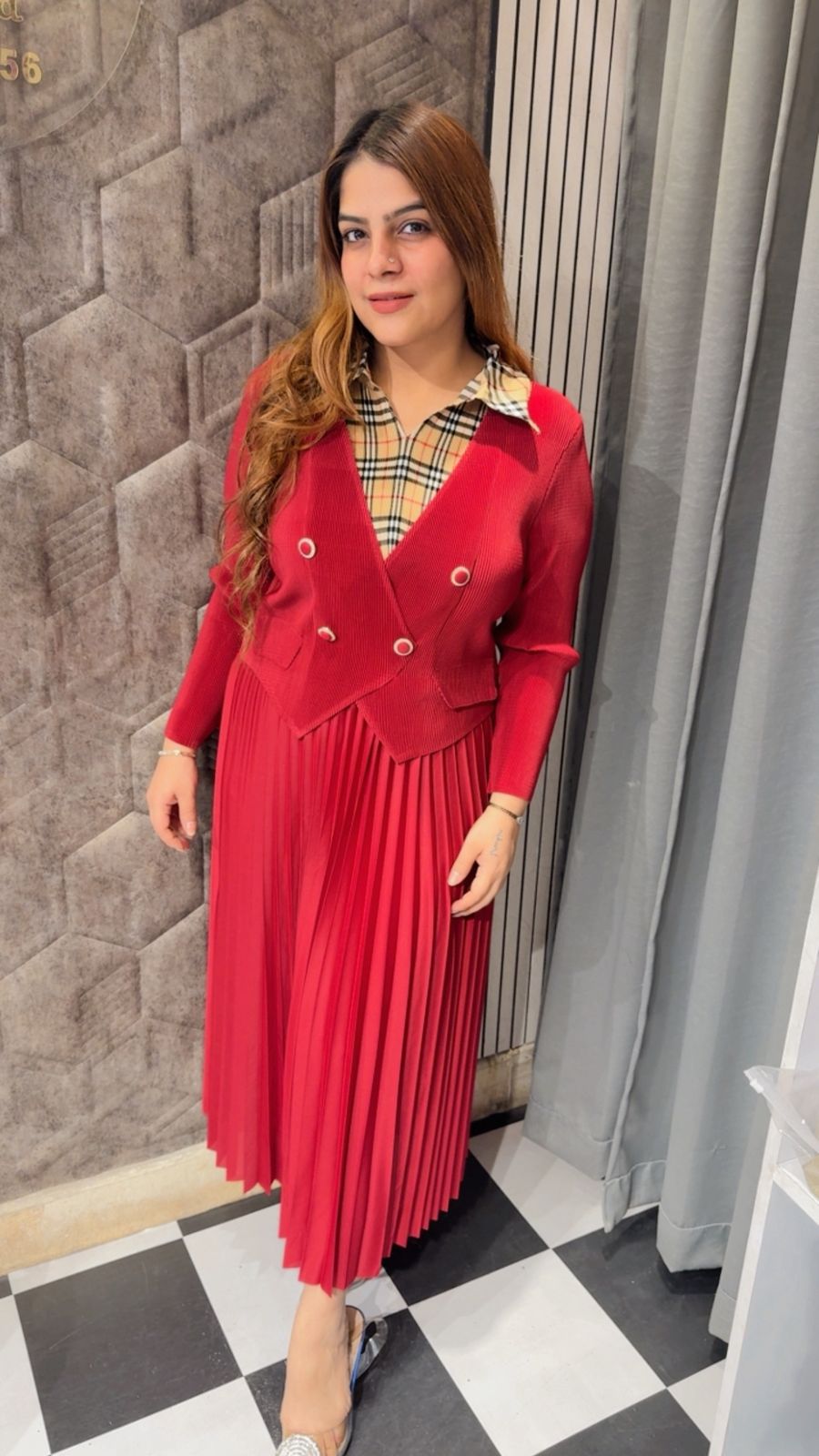 Check Collar Magic Dress LC25