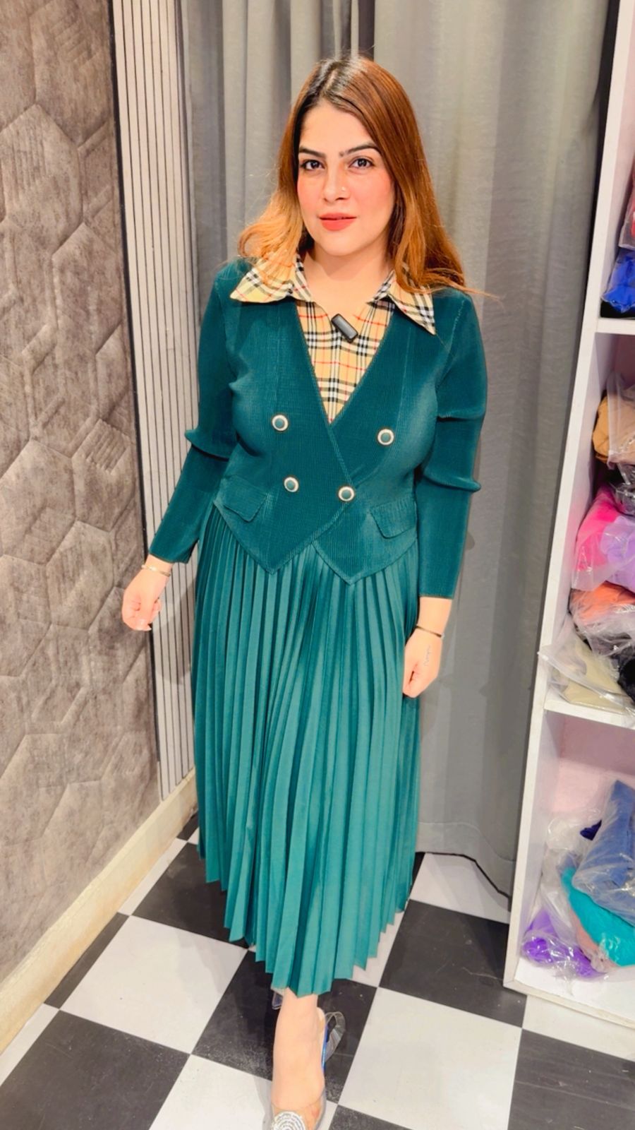 Check Collar Magic Dress LC25