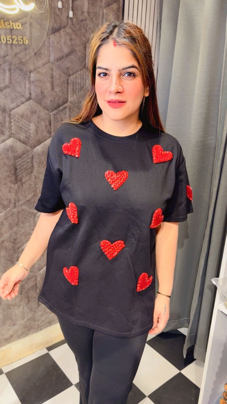 Elegant Heart Embellished Tees LC30
