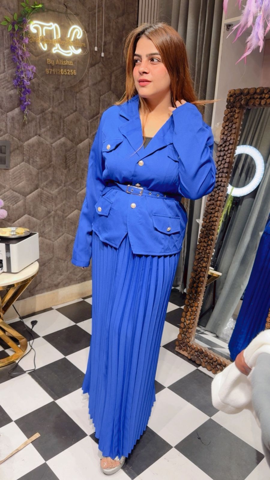 Pleated Skirt Cord with Belt  LC33