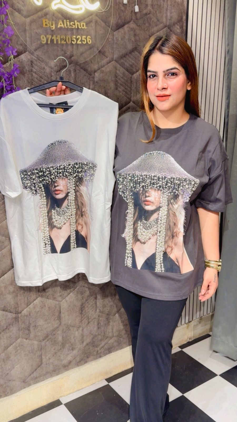 Premium Pearl Embelleished T-shirts LC49