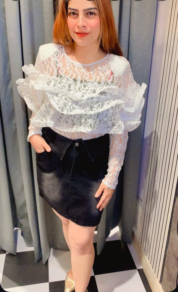 White Frill Top LC53