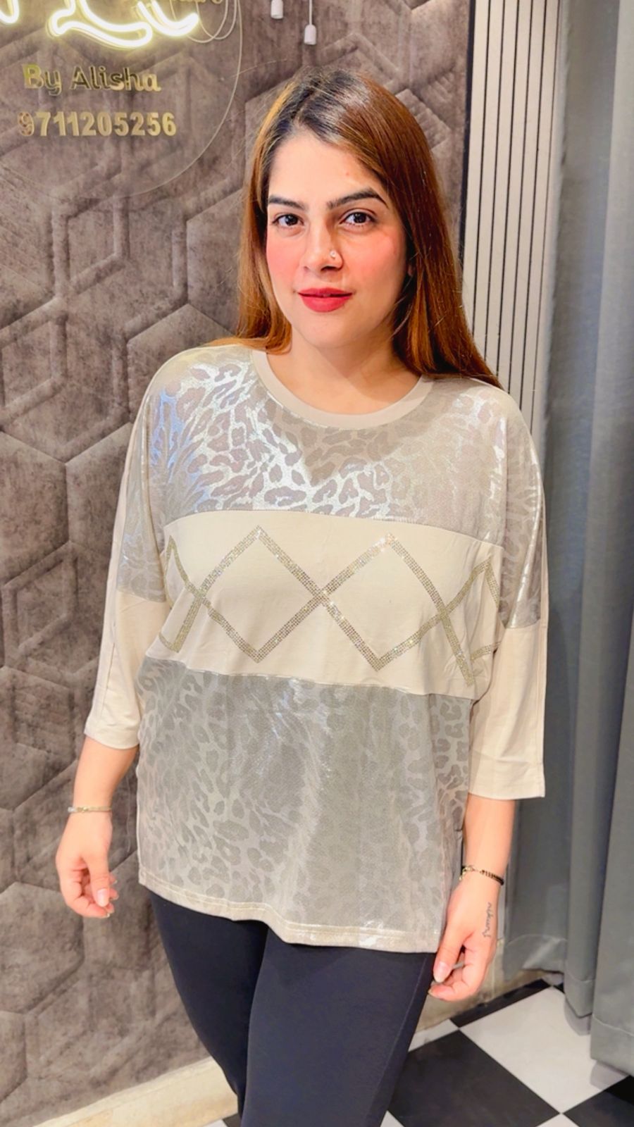 Beautiful Metallic Plus Size Top LC79