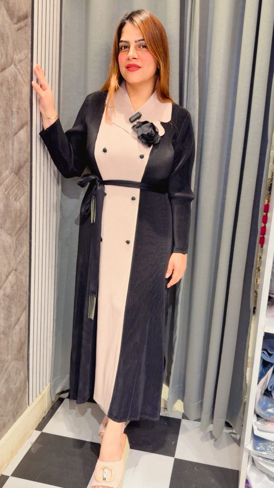 Beautiful Straight Pattern Dress with Belt LC83