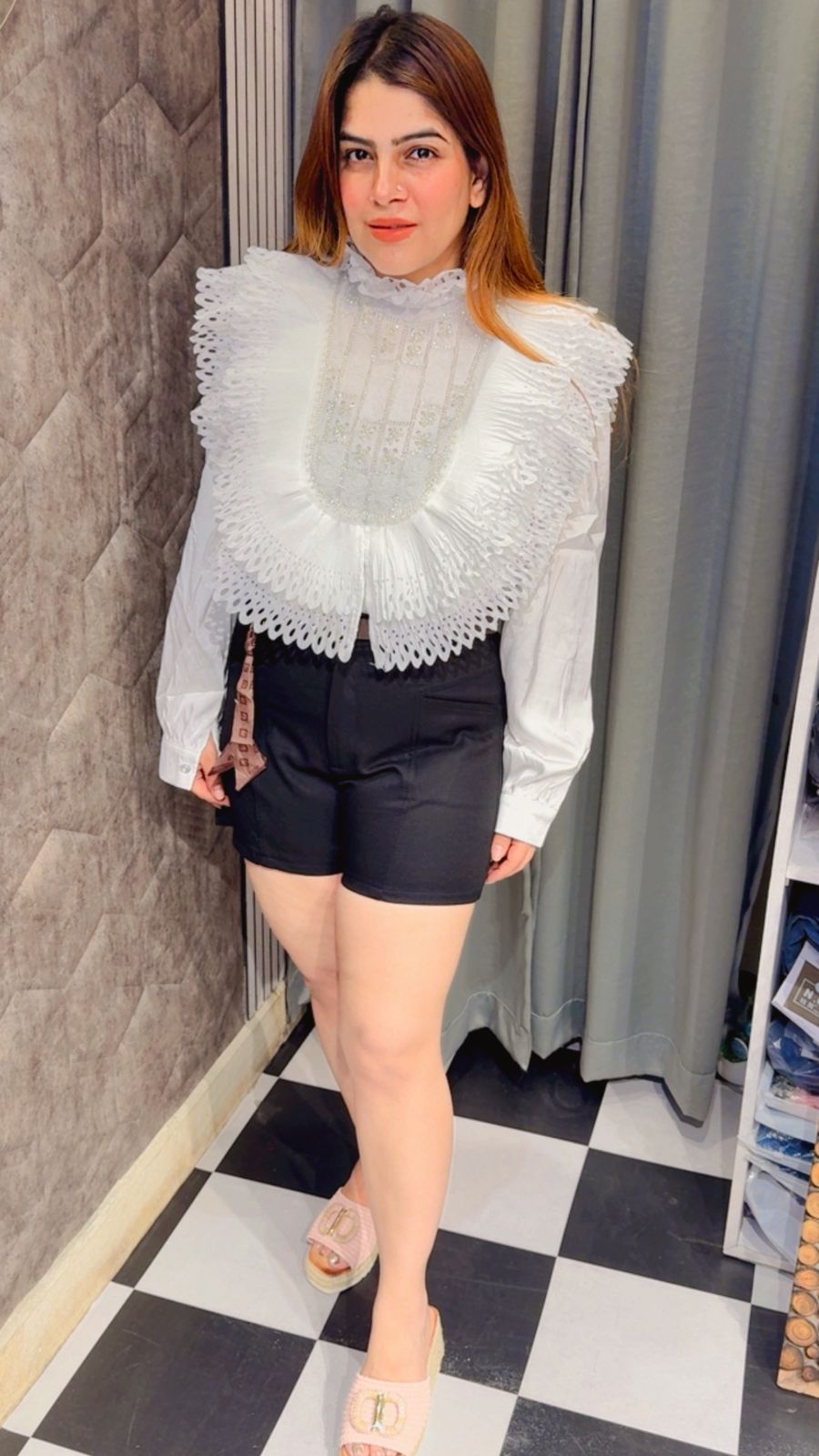 Classy Frill Work Top LC86