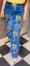 Heart Patch Korean Embellished Jeans LC87