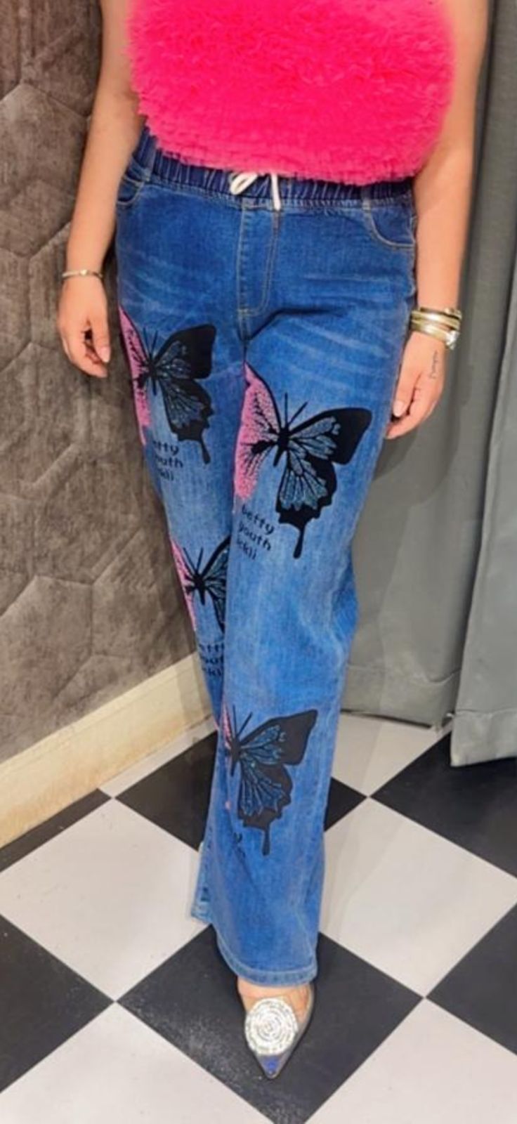Beautiful Butterfly Patch Korean Embellished Jean LC90