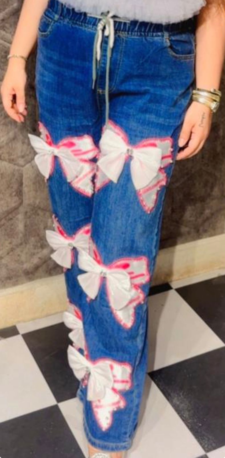Beautiful Bow Patch Korean Embellished Jean LC92