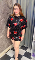 Beautiful Heart Design Sequence Party Dress LC96