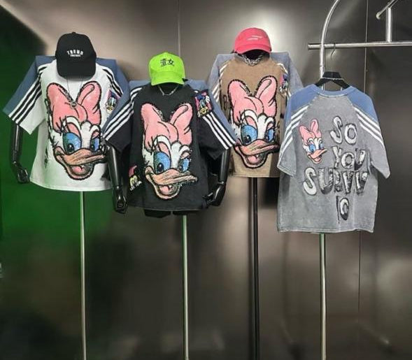 Denim Detailing Cartoon T- Shirt LC98