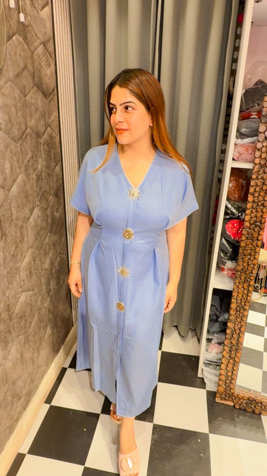 Beautiful Comfortable Button Dress LC106