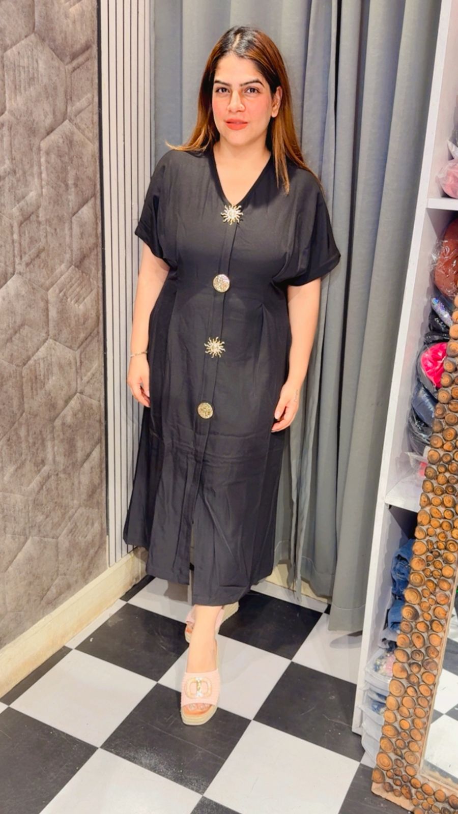 Beautiful Comfortable Button Dress LC106