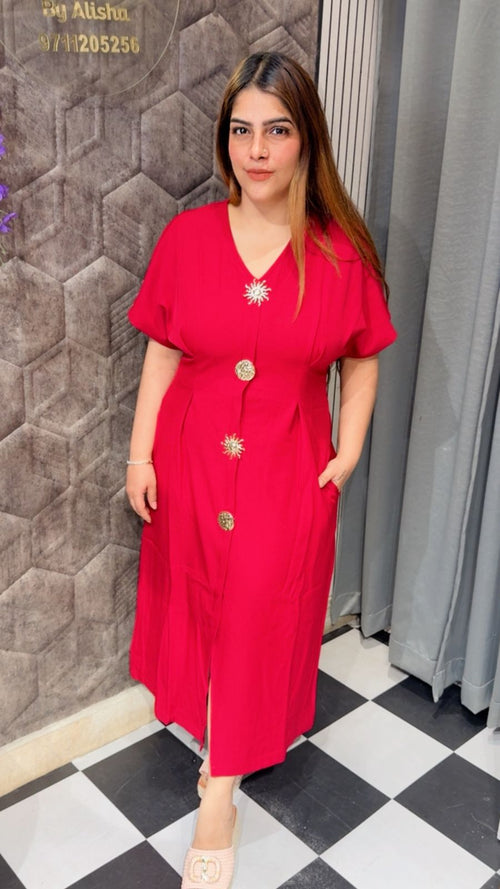 Beautiful Comfortable Button Dress LC106