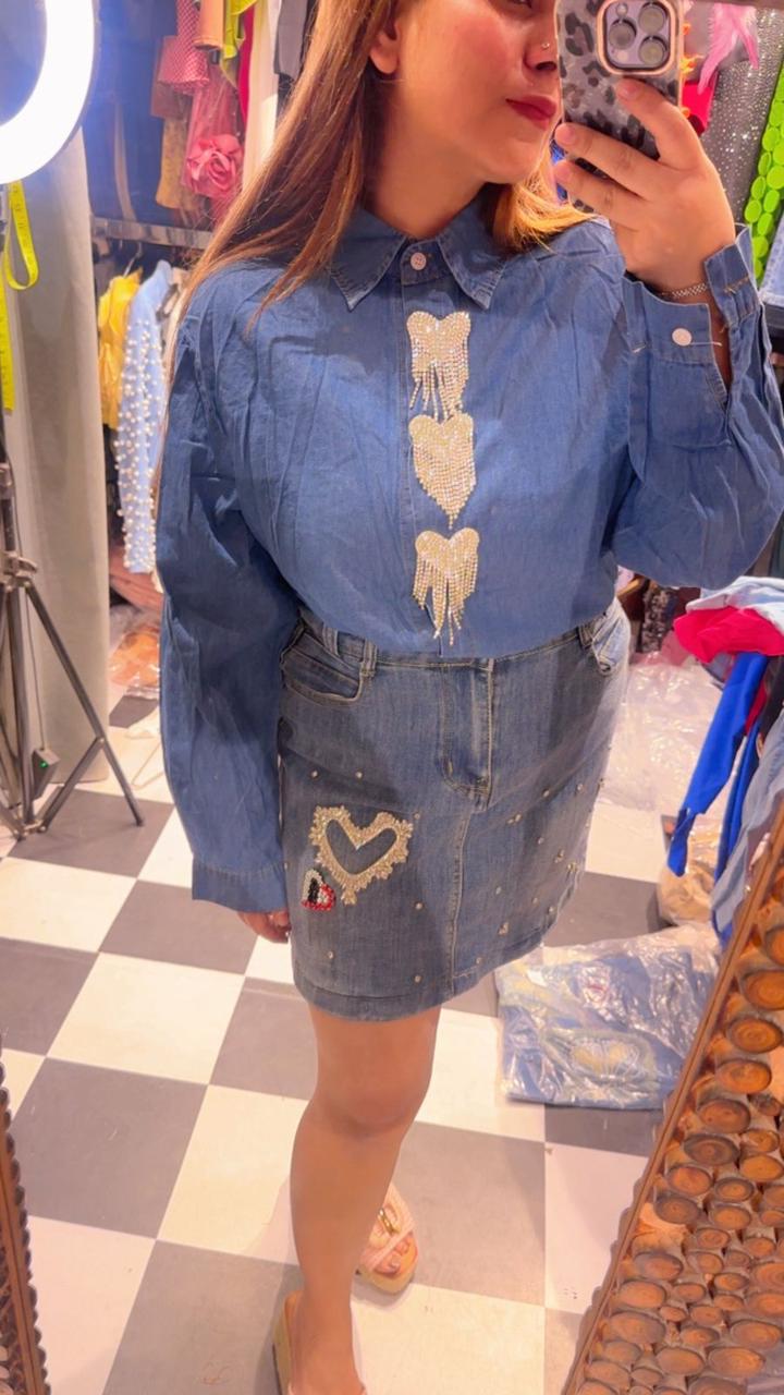 Beautiful Heart Stone Buttons Shirt LC112
