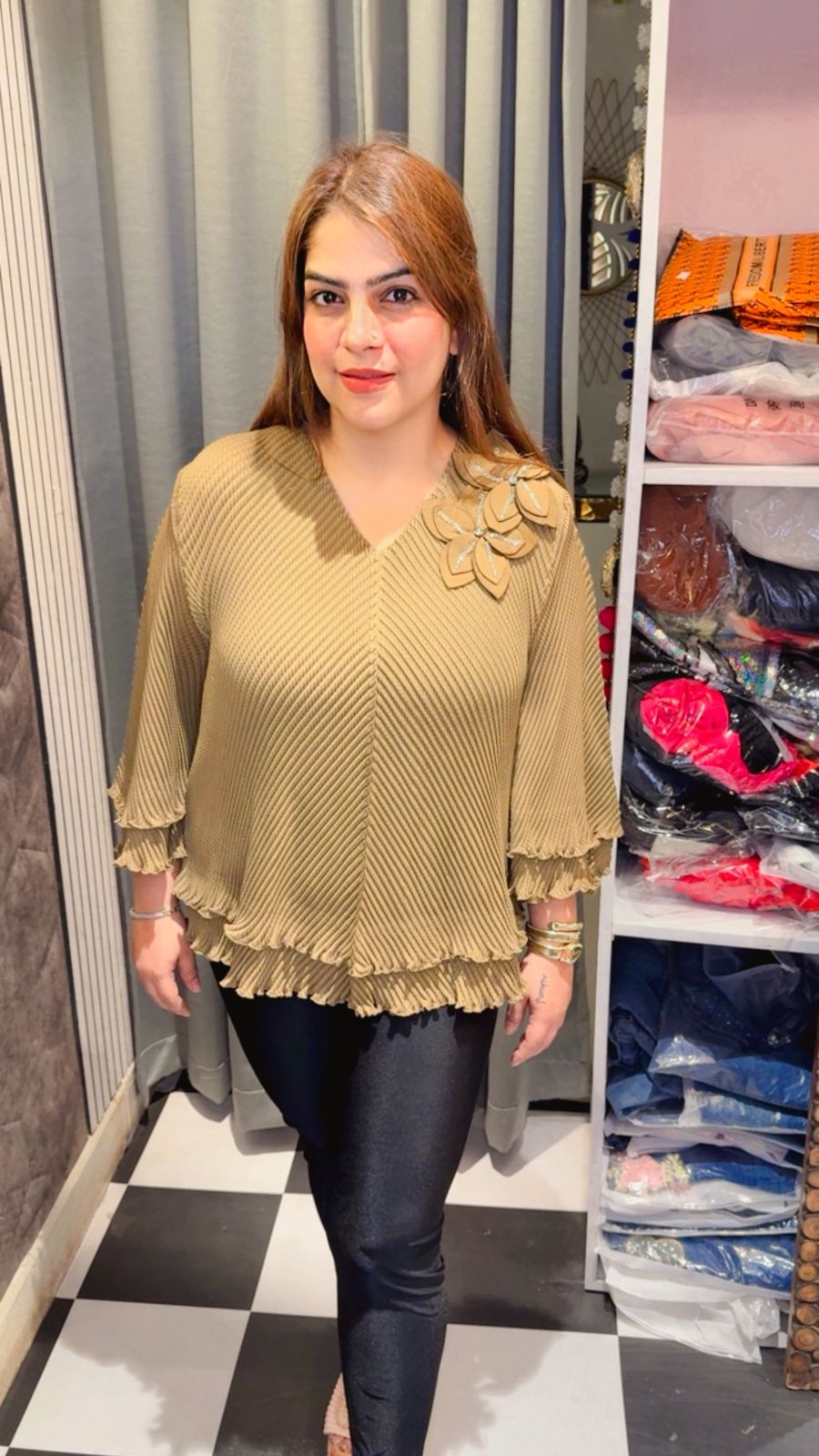 Beautiful Korean Top With 3D Flower Work LC117