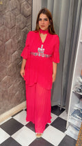 Pleated Partywear Cord With Belt LC121