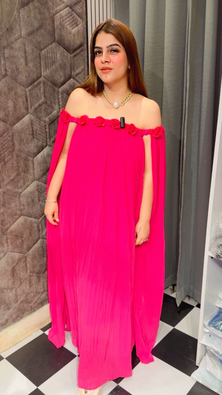 Pleated Off Shoulder Dress LC122