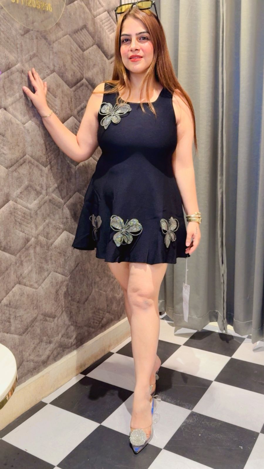 Stone Work Butterfly Skater Dress LC124