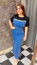 Beautiful Long Denim Dress With Side Cut LC129