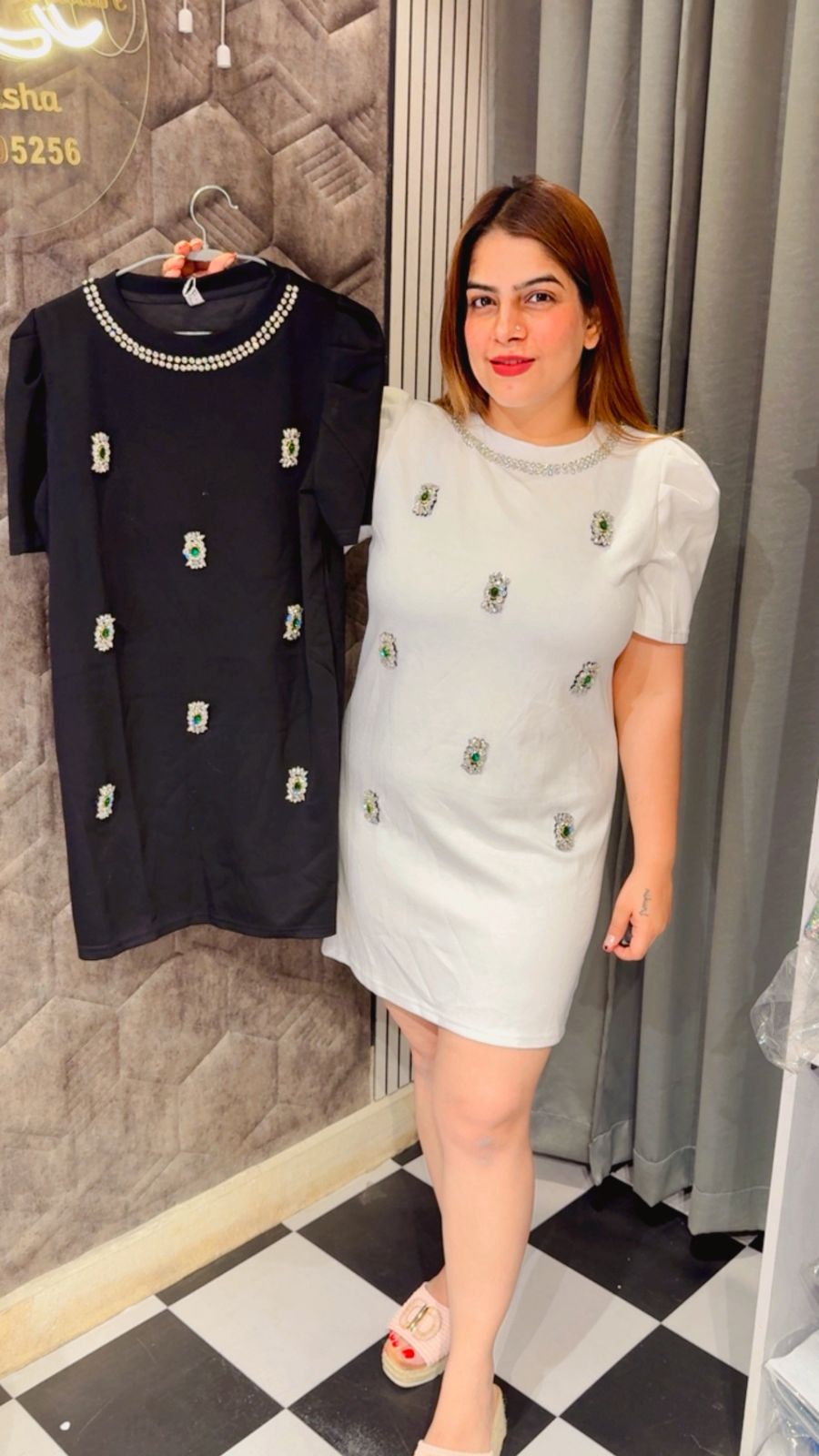 Stone Work T-Shirt Dress LC142