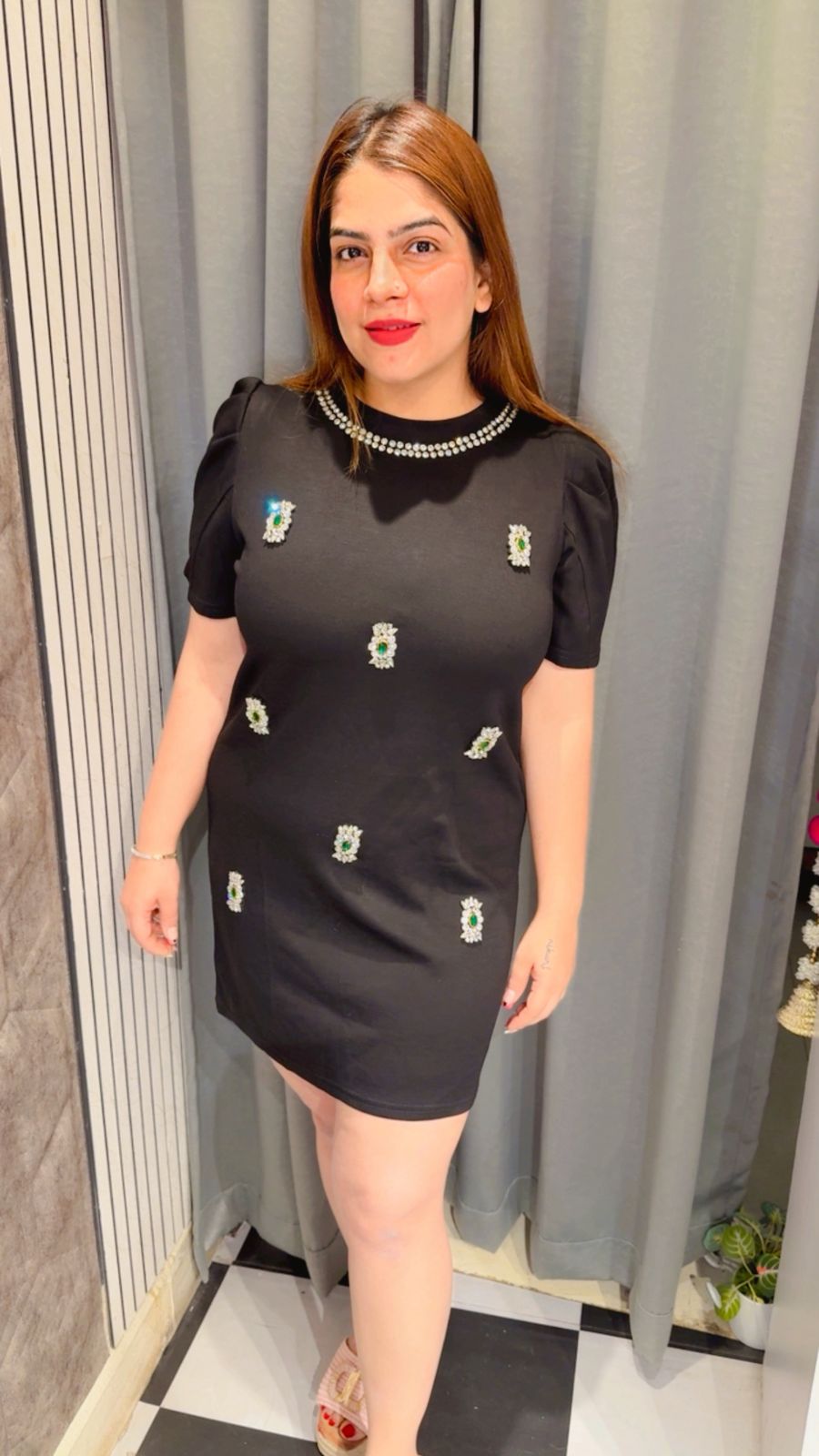 Stone Work T-Shirt Dress LC142