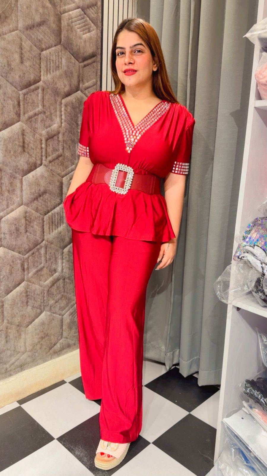 Partywear Co-Ord Set With Broad Belt  LC143