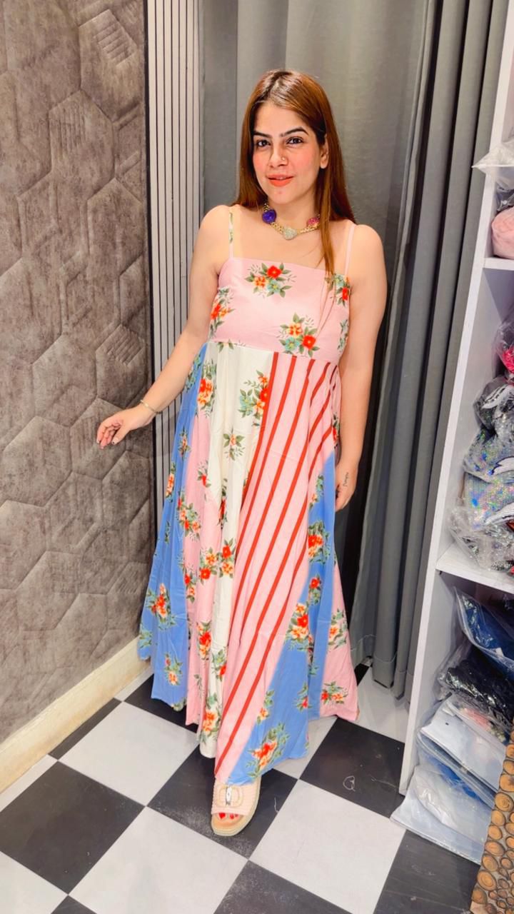 Beautiful Pattern Print Strap Dress LC144