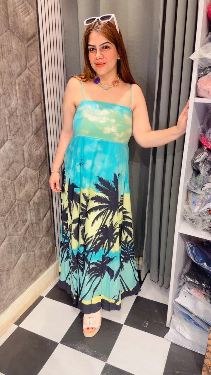 Beautiful Pattern Print Strap Dress LC144