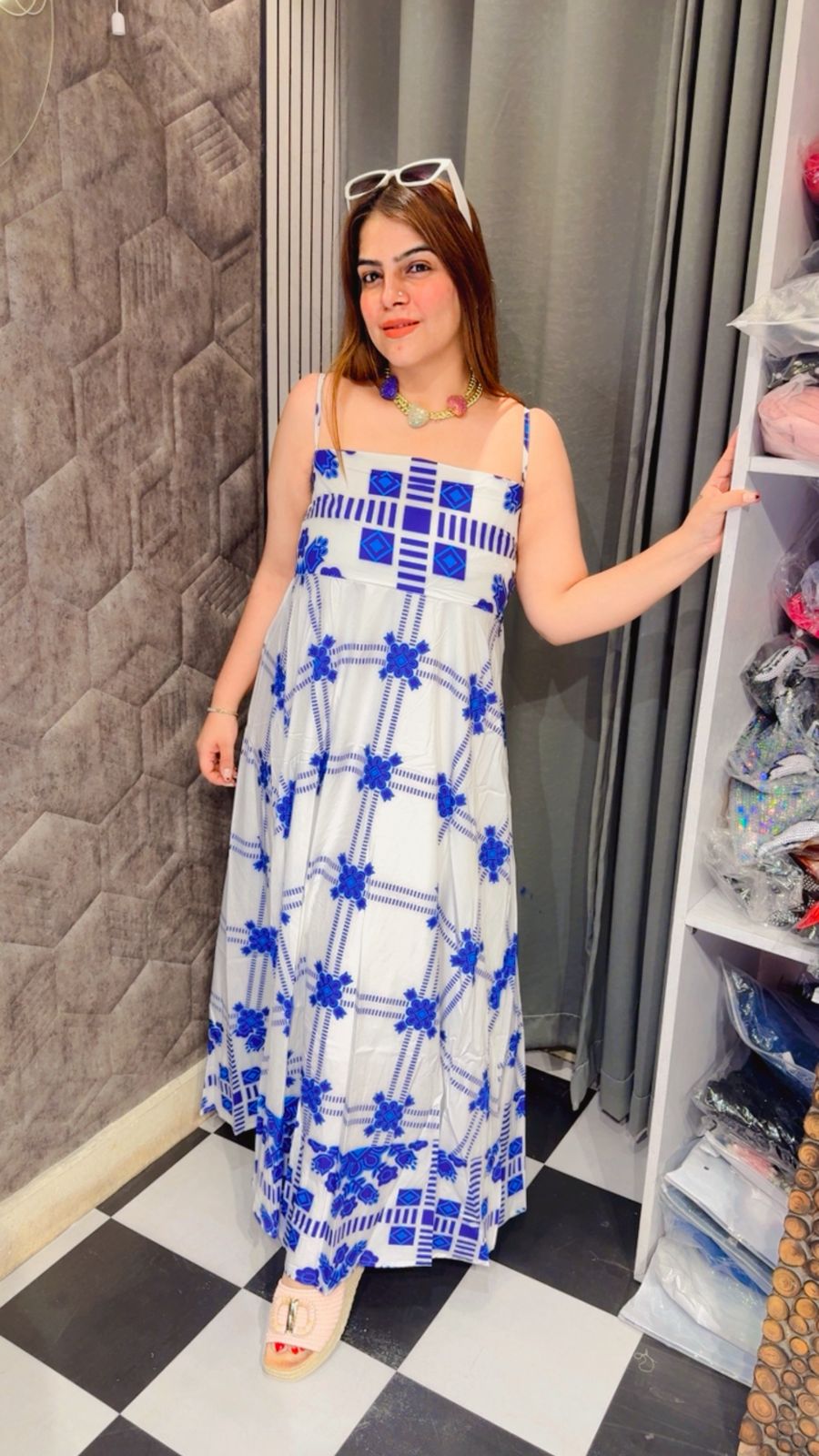 Beautiful Pattern Print Strap Dress LC144