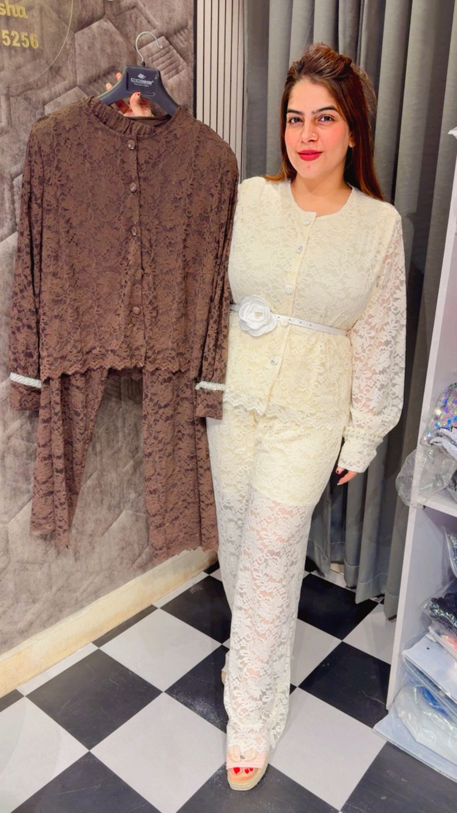 Stunning Net Co-Ord Set With Belt LC141