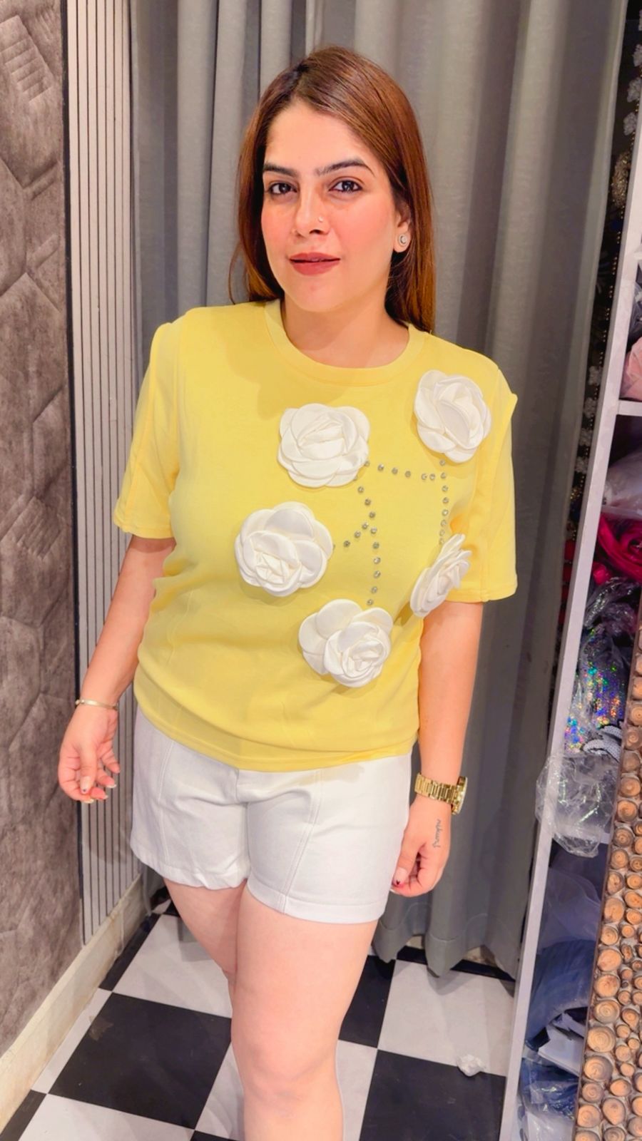 White Flower Butter Fabric Top LC149