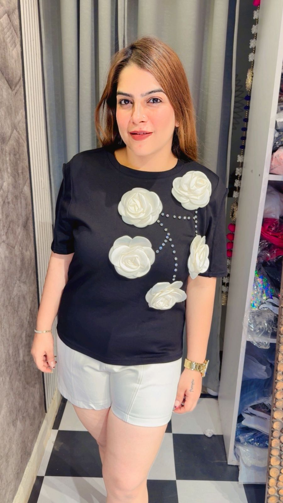 White Flower Butter Fabric Top LC149