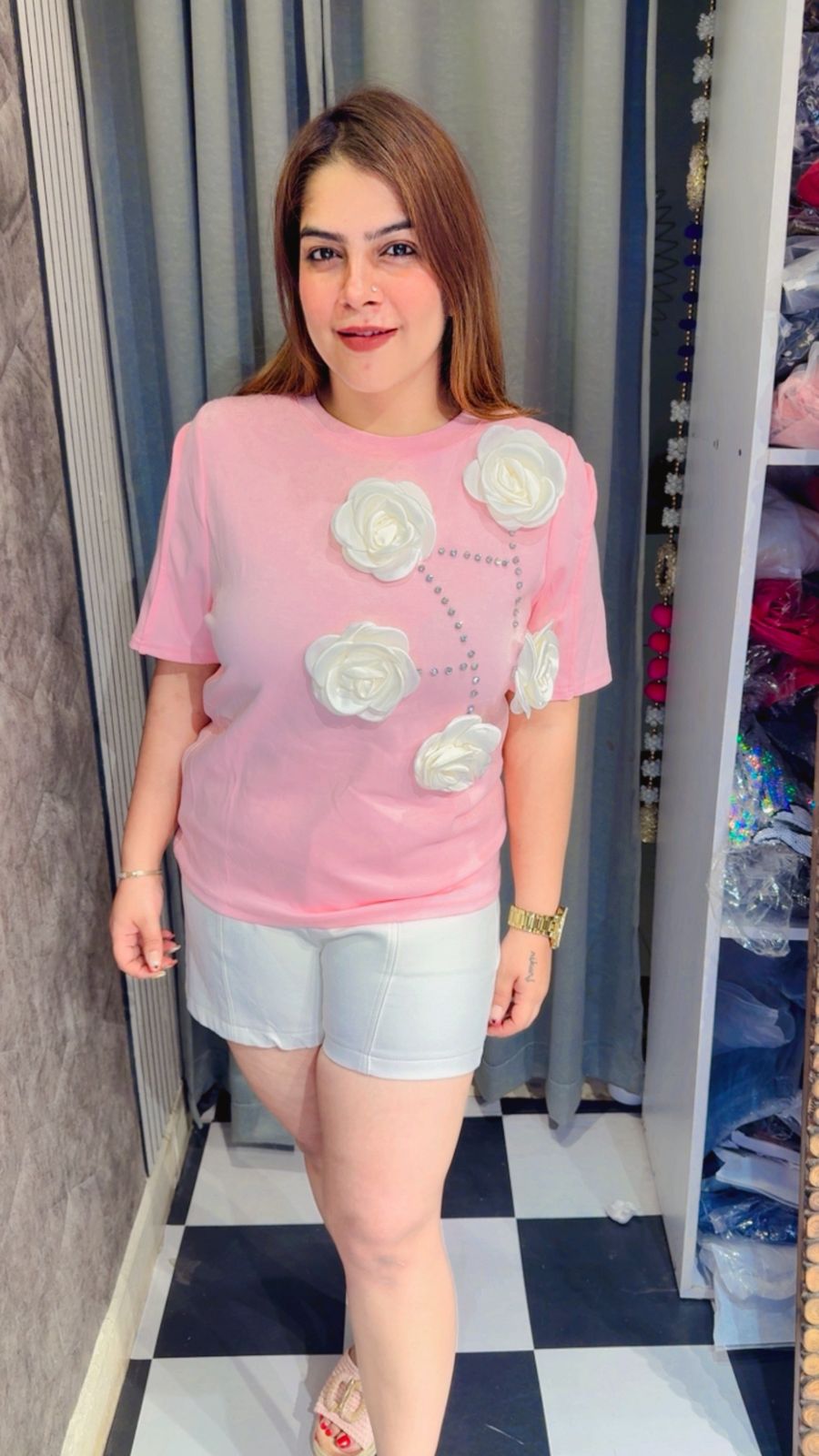 White Flower Butter Fabric Top LC149