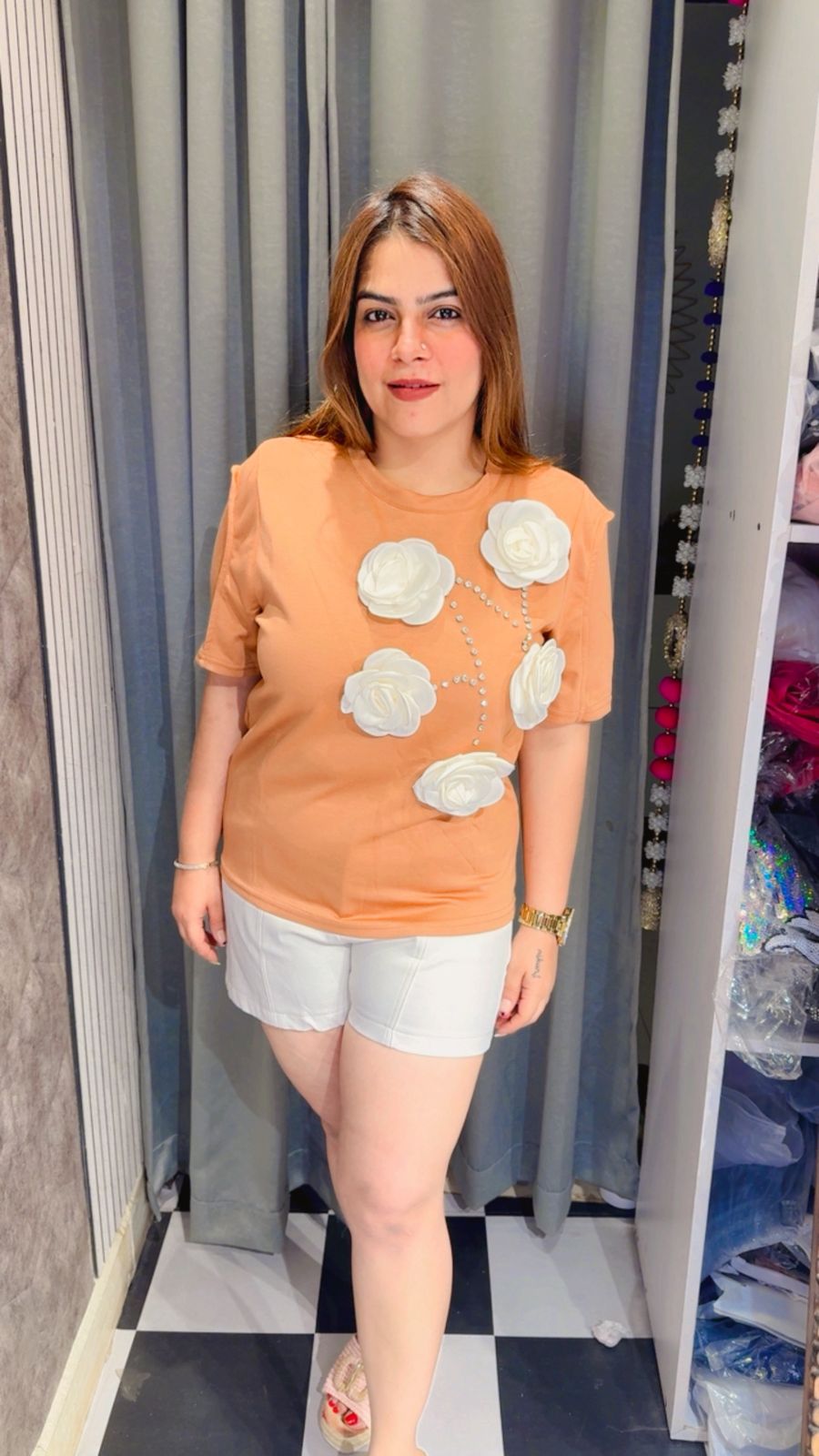 White Flower Butter Fabric Top LC149
