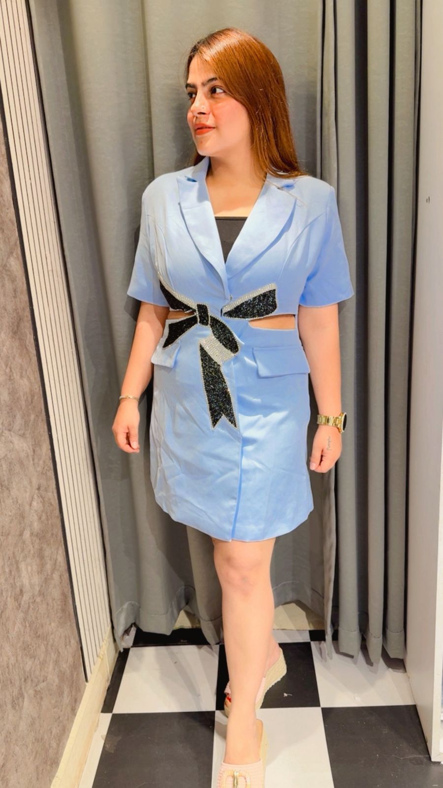 Blazer Style Side Cuts Dress LC161