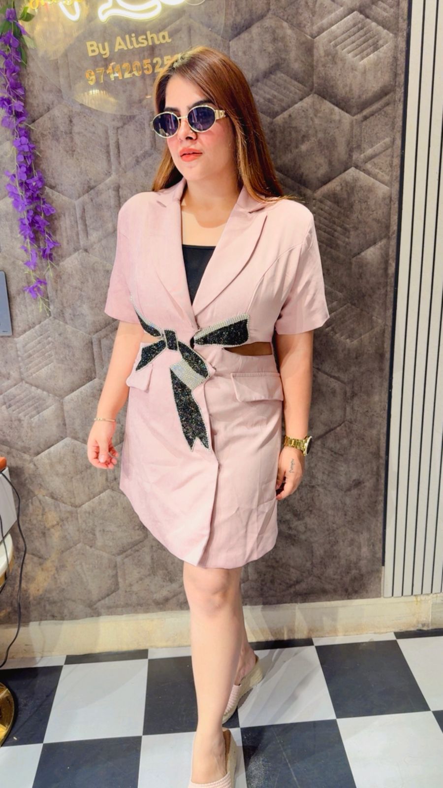 Blazer Style Side Cuts Dress LC161