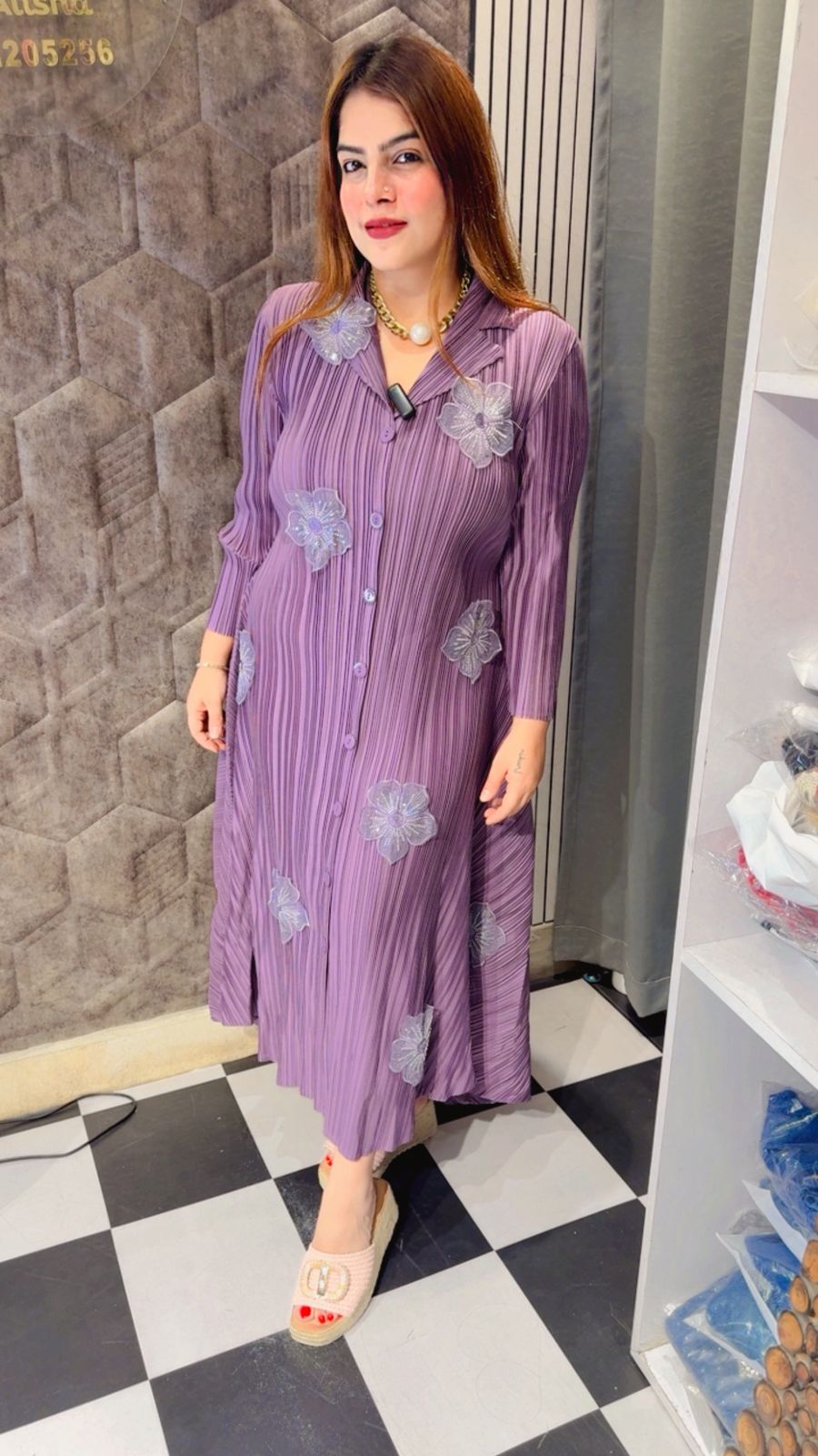 Stunning Long Korean Dress With Flower Work LC166