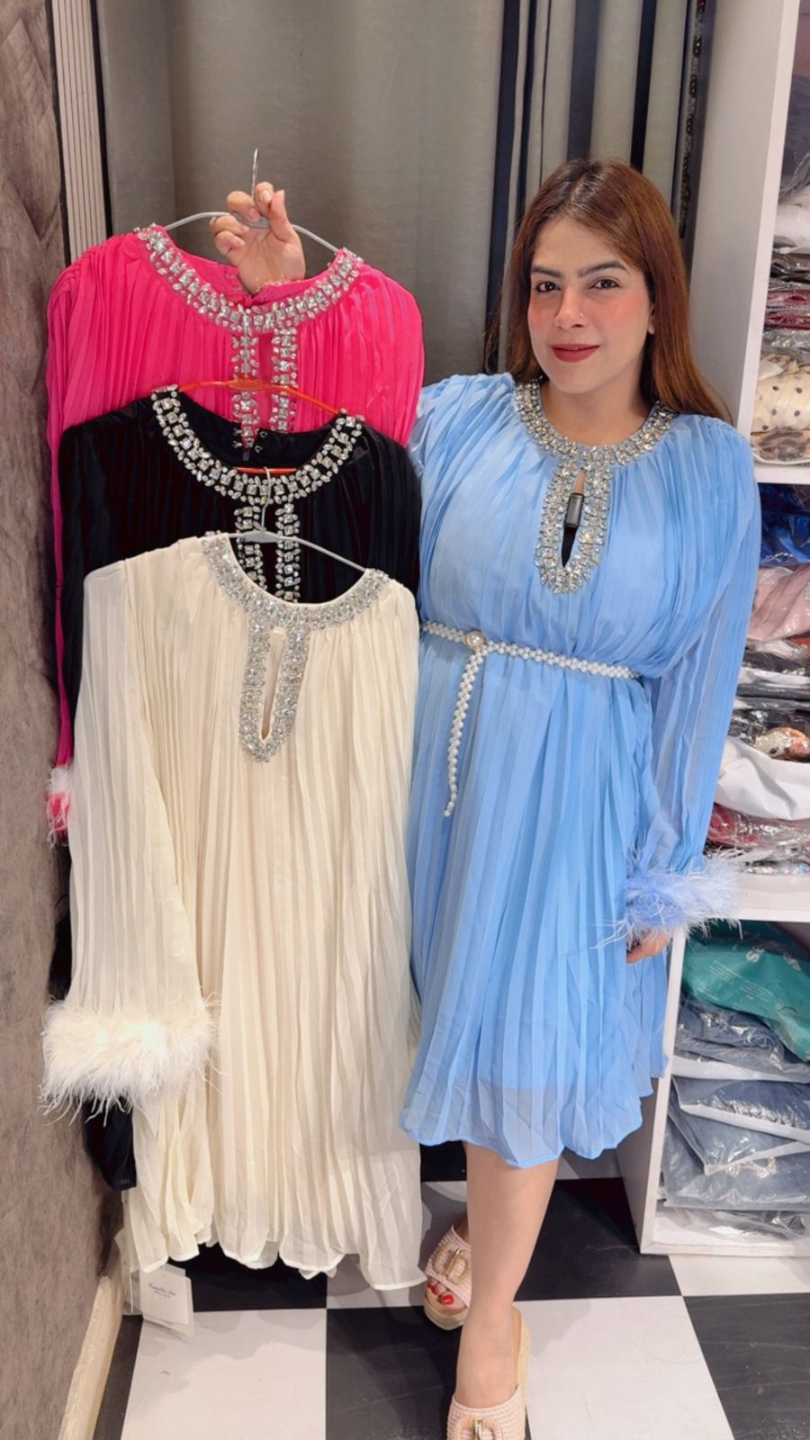 Beautiful  Daisy Dress With Pearl belt LC167