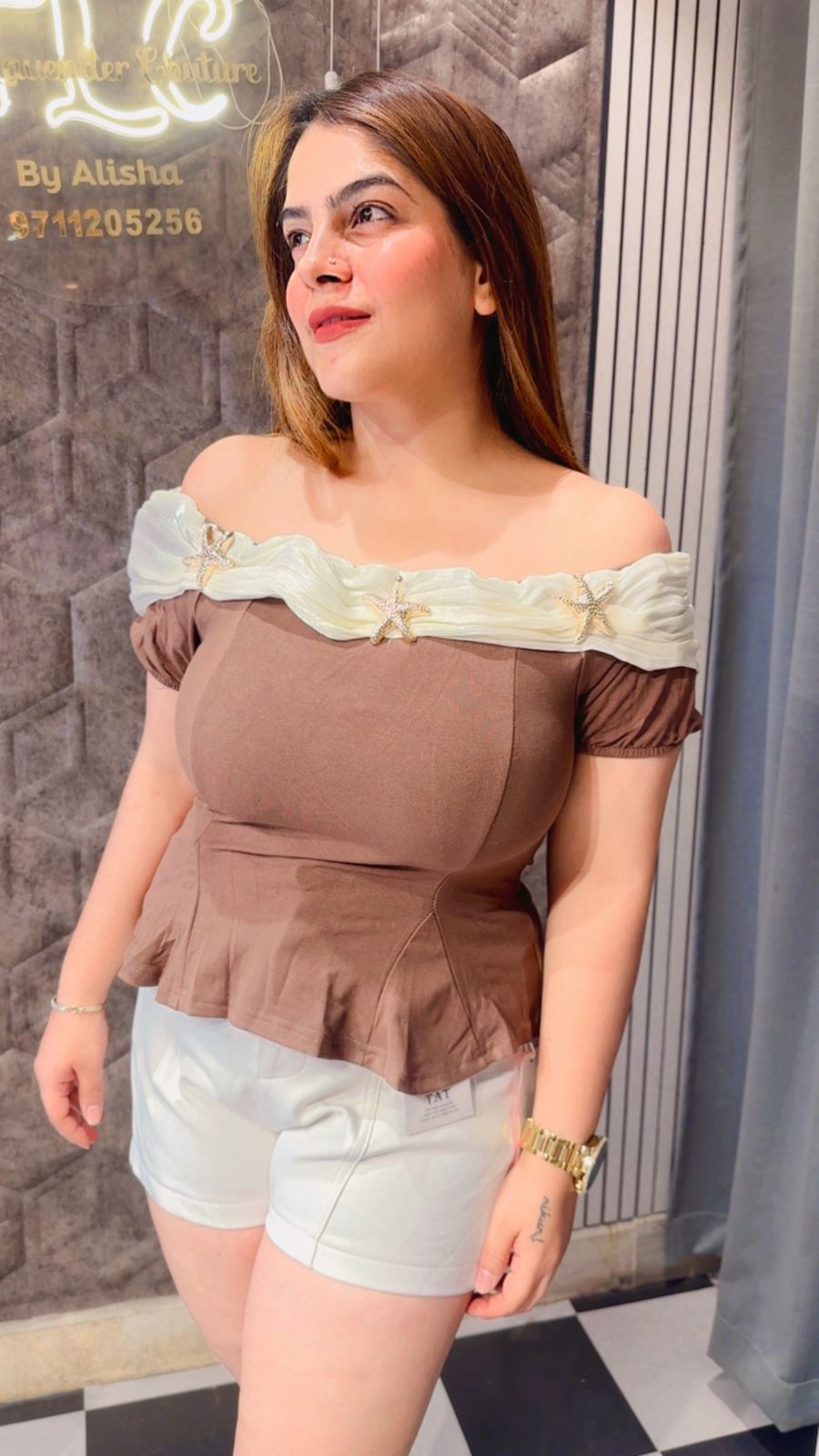 Star Off Shoulder Cute Top LC170