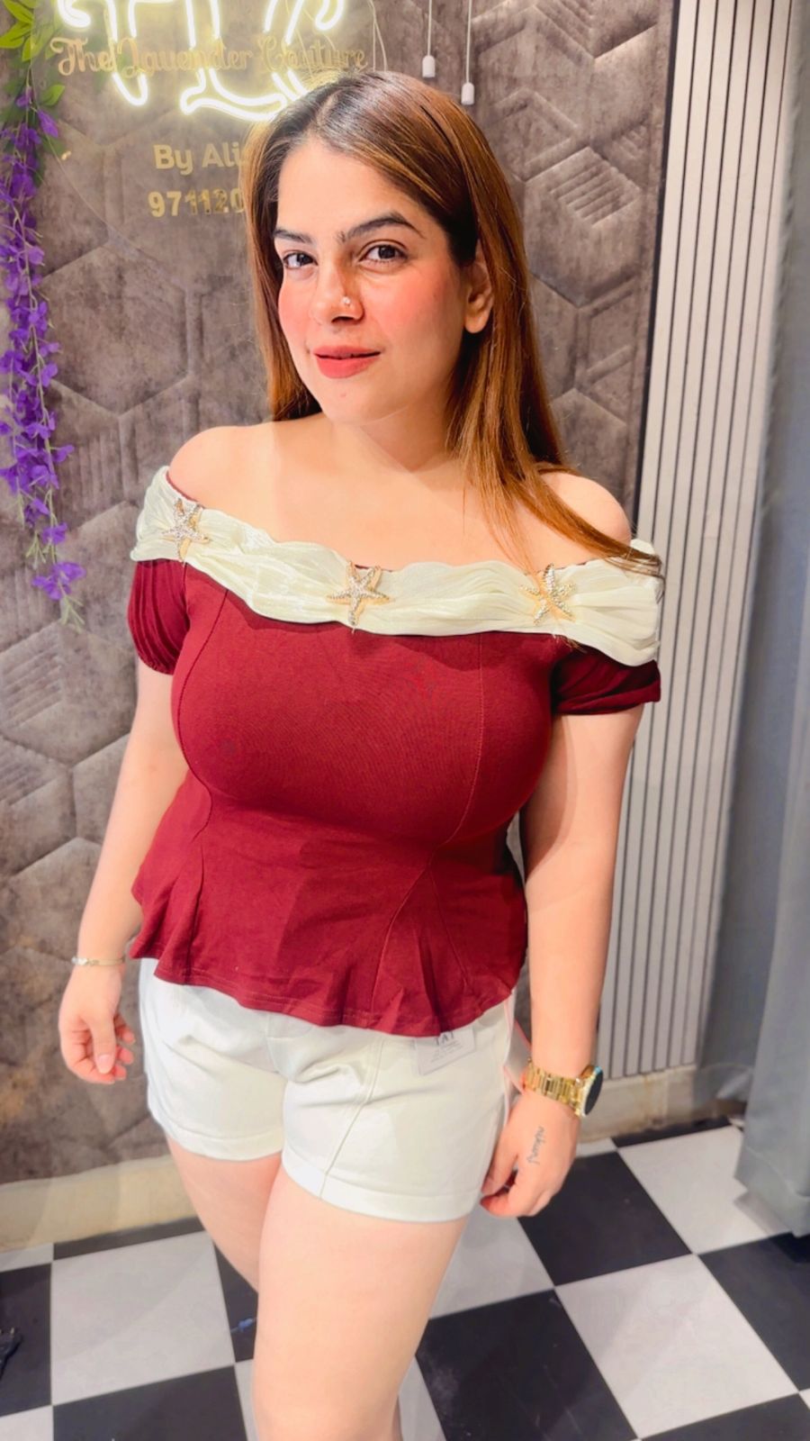 Star Off Shoulder Cute Top LC170