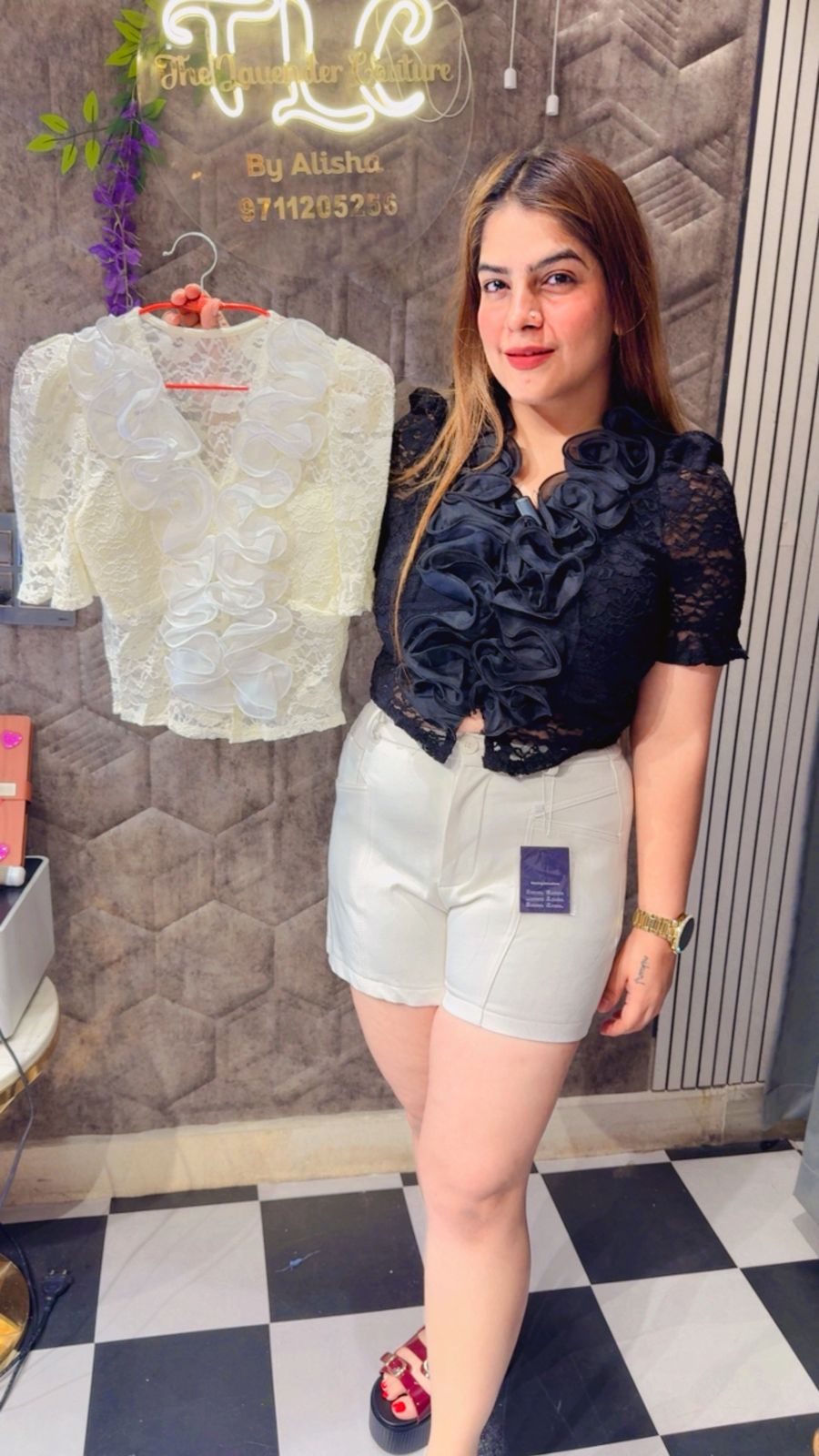 Stunning Frill Pattern Power Net Top LC171