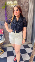 Stunning Frill Pattern Power Net Top LC171