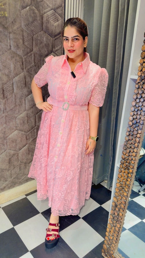 Barbie Schiffli Dress With Belt LC172